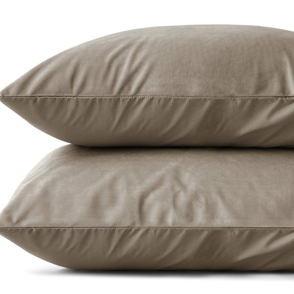 Velvet 2 in 1 Pillowcase | Taupe | 60cm x 70cm - The Bedding & Blankets Store