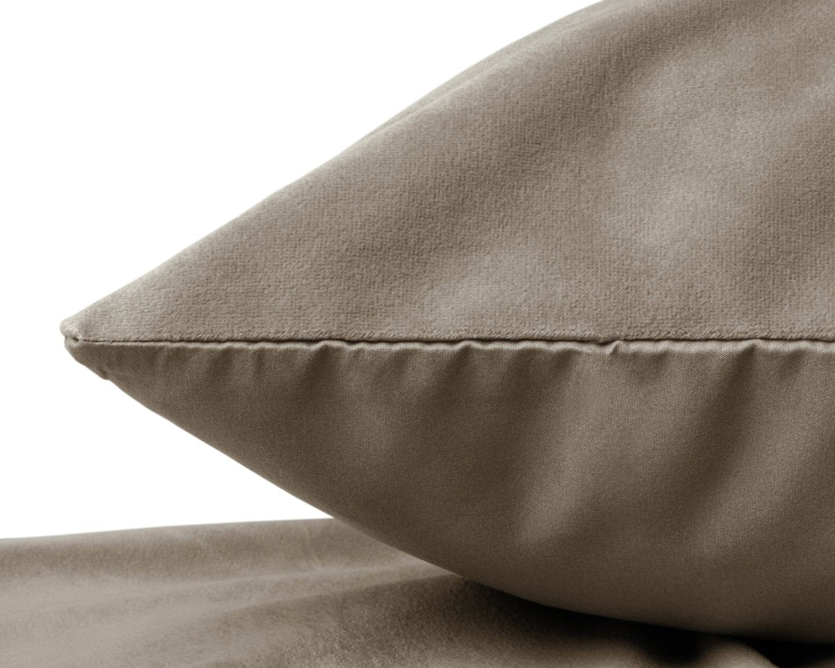 Velvet 2 in 1 Pillowcase | Taupe | 60cm x 70cm - The Bedding & Blankets Store