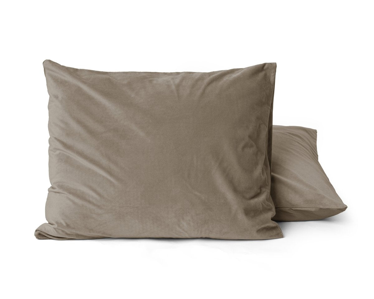 Velvet 2 in 1 Pillowcase | Taupe | 60cm x 70cm - The Bedding & Blankets Store