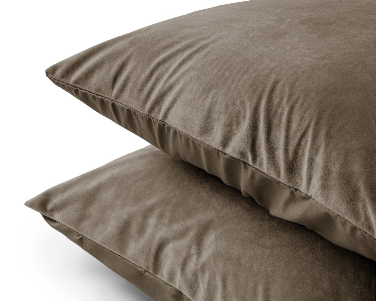 Velvet 2 in 1 Pillowcase | Taupe | 60cm x 70cm - The Bedding & Blankets Store