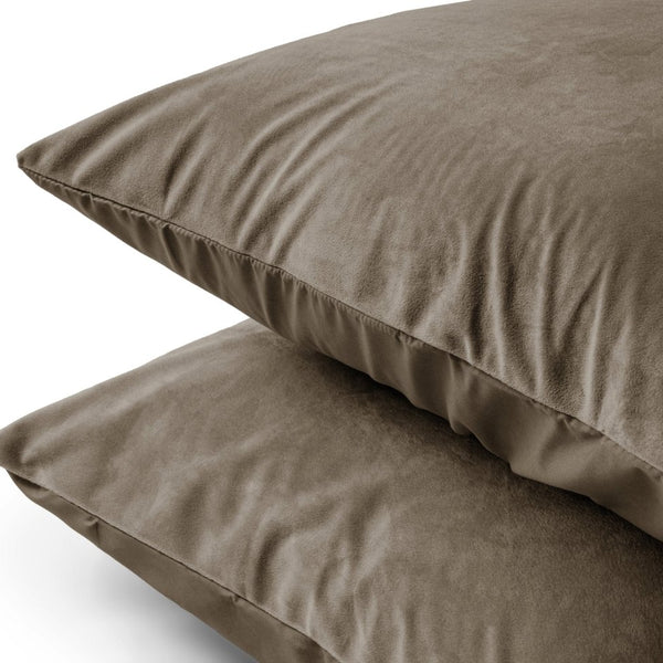 Velvet 2 in 1 Pillowcase | Taupe | 60cm x 70cm - The Bedding & Blankets Store