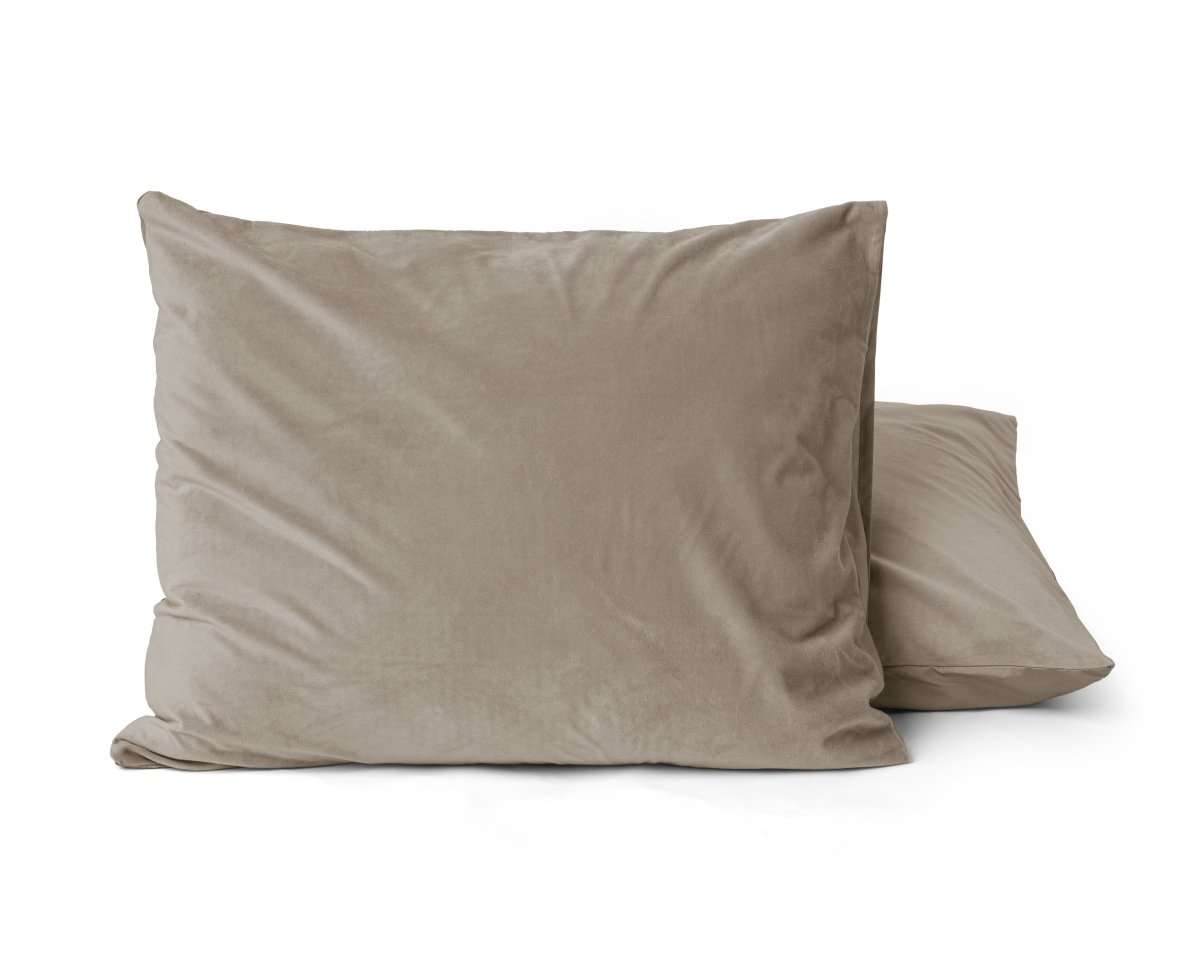 Velvet 2 in 1 Pillowcase | Taupe/Grey | 60cm x 70cm - The Bedding & Blankets Store