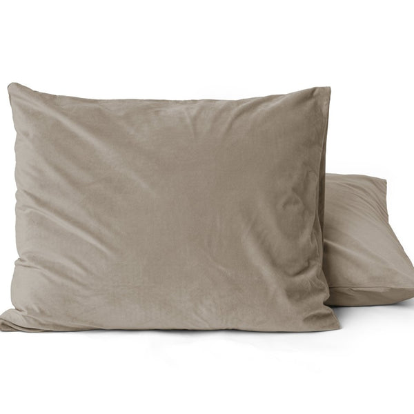 Velvet 2 in 1 Pillowcase | Taupe/Grey | 60cm x 70cm - The Bedding & Blankets Store