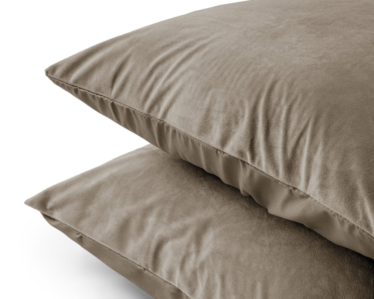 Velvet 2 in 1 Pillowcase | Taupe/Grey | 60cm x 70cm - The Bedding & Blankets Store