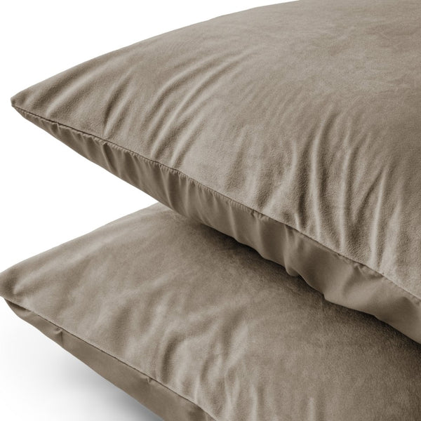 Velvet 2 in 1 Pillowcase | Taupe/Grey | 60cm x 70cm - The Bedding & Blankets Store