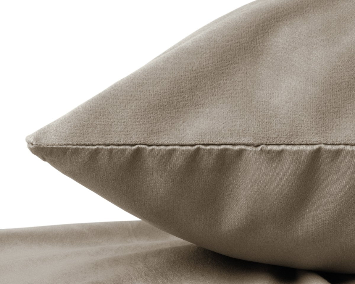 Velvet 2 in 1 Pillowcase | Taupe/Grey | 60cm x 70cm - The Bedding & Blankets Store