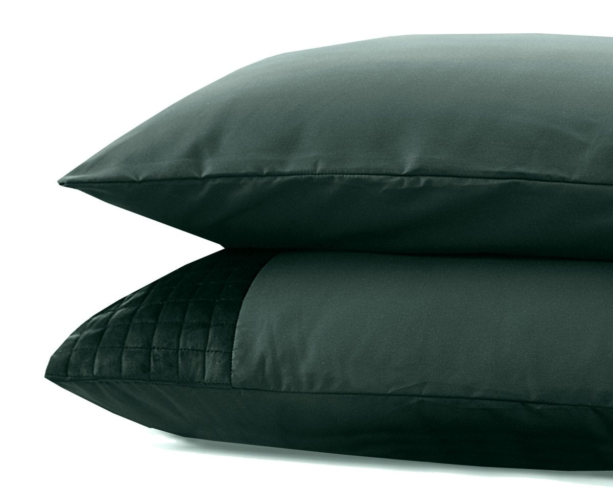Velvet Band Pillowcase | Green | 60cm x 70cm - The Bedding & Blankets Store
