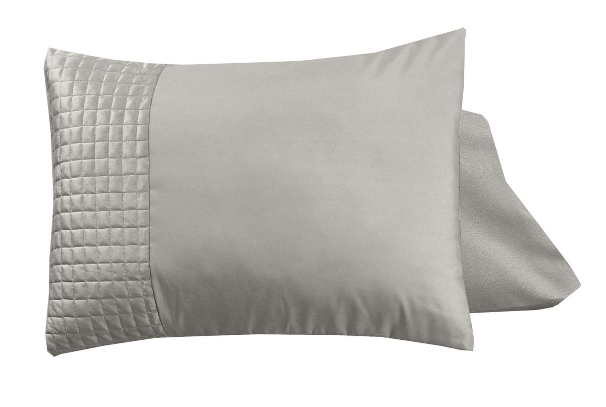 Velvet Band Pillowcase | Sand/Grey | 60cm x 70cm - The Bedding & Blankets Store