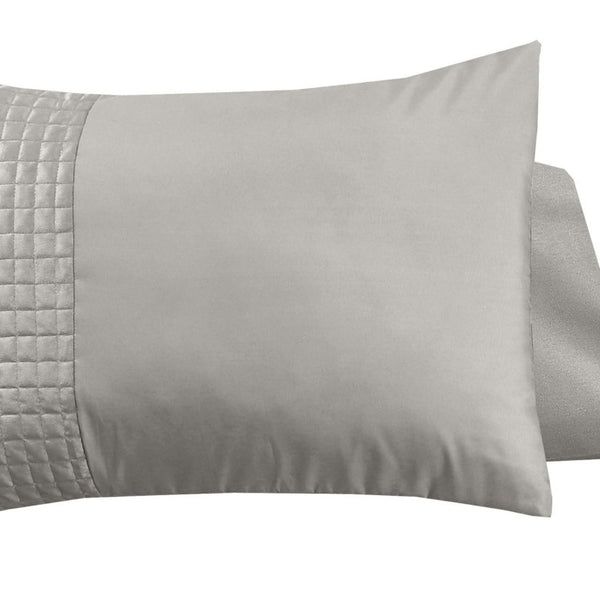 Velvet Band Pillowcase | Sand/Grey | 60cm x 70cm - The Bedding & Blankets Store