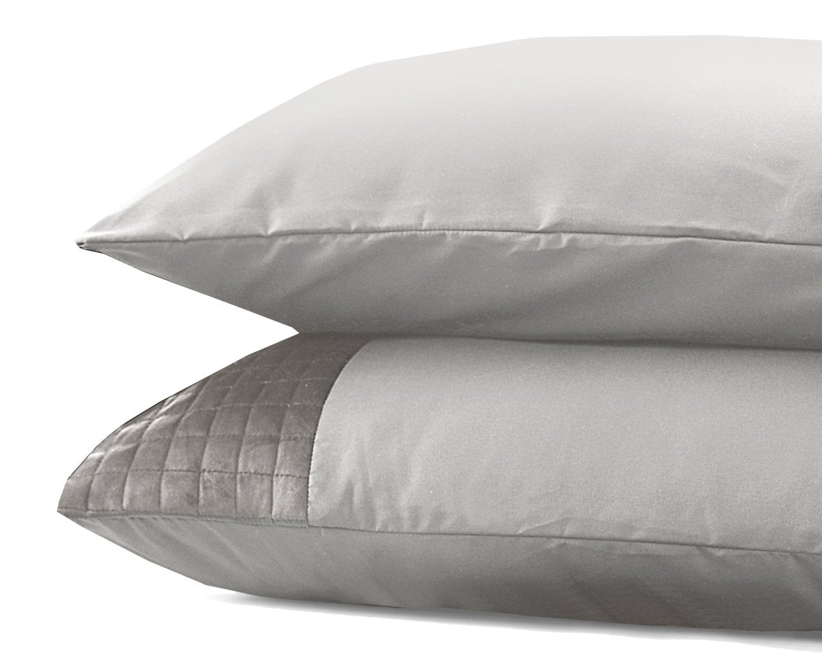 Velvet Band Pillowcase | Sand/Grey | 60cm x 70cm - The Bedding & Blankets Store