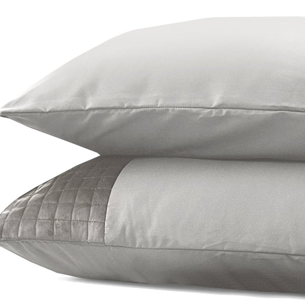 Velvet Band Pillowcase | Sand/Grey | 60cm x 70cm - The Bedding & Blankets Store