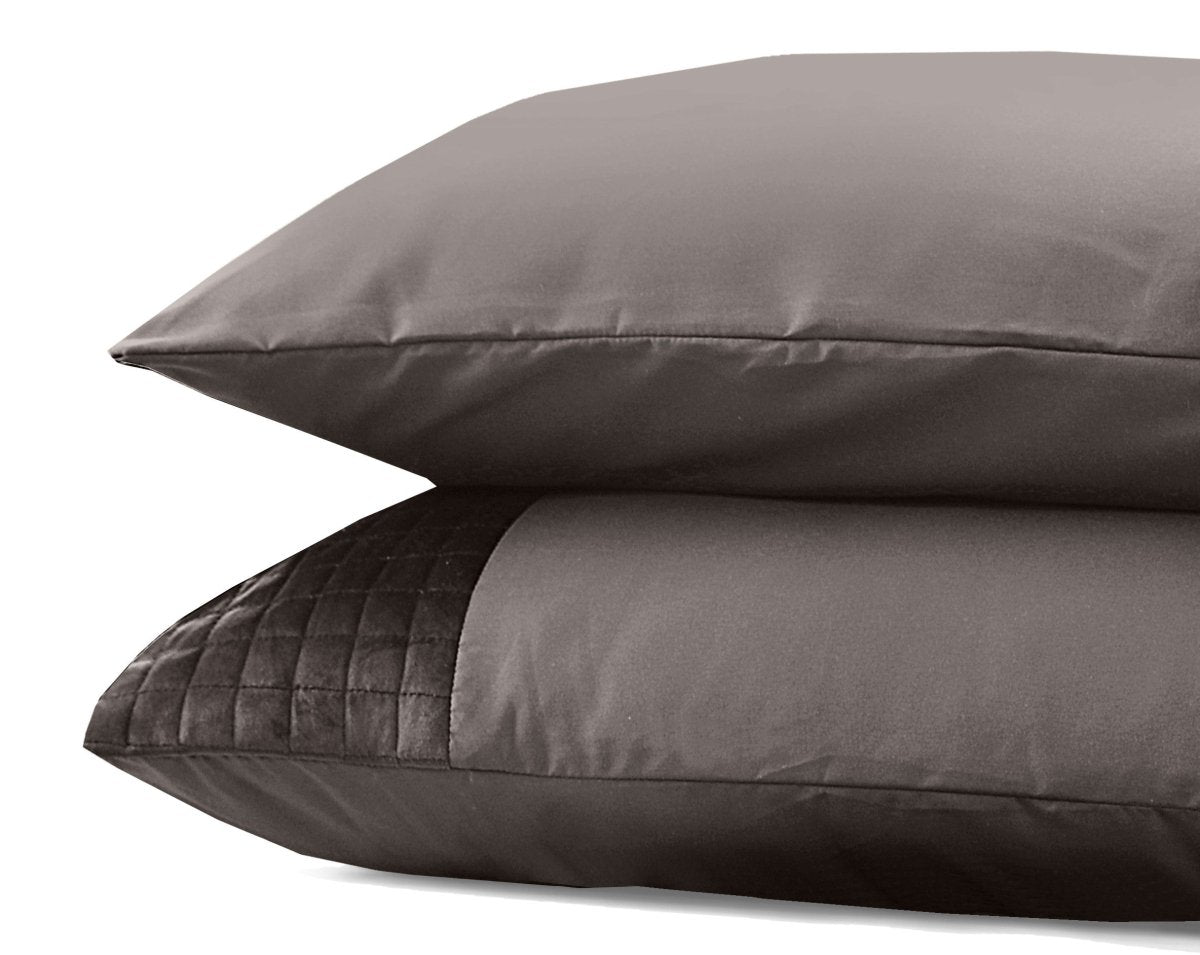 Velvet Band Pillowcase | Taupe | 60cm x 70cm - The Bedding & Blankets Store