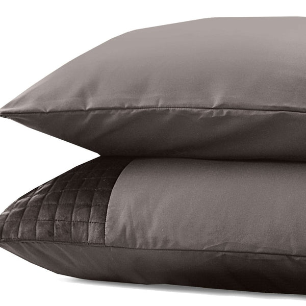 Velvet Band Pillowcase | Taupe | 60cm x 70cm - The Bedding & Blankets Store