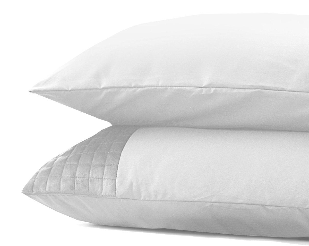 Velvet Band Pillowcase | White | 60cm x 70cm - The Bedding & Blankets Store