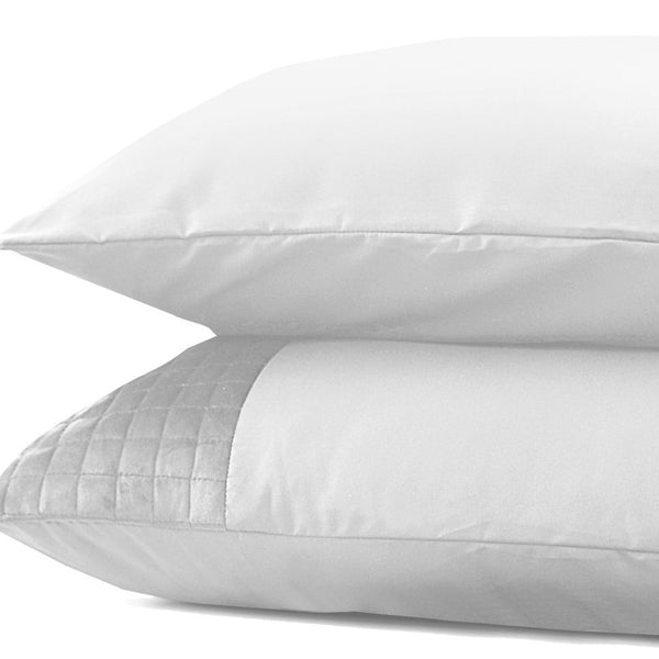 Velvet Band Pillowcase | White | 60cm x 70cm - The Bedding & Blankets Store
