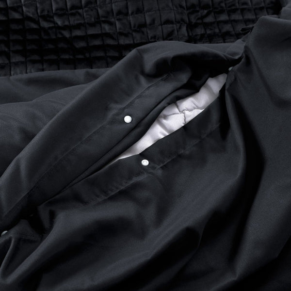 Velvet Duvet Cover Set Band | Black | Single - 140cm (W) x 220cm (L) - The Bedding & Blankets Store