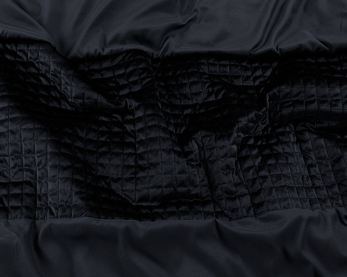 Velvet Duvet Cover Set Band | Black | Single - 140cm (W) x 220cm (L) - The Bedding & Blankets Store