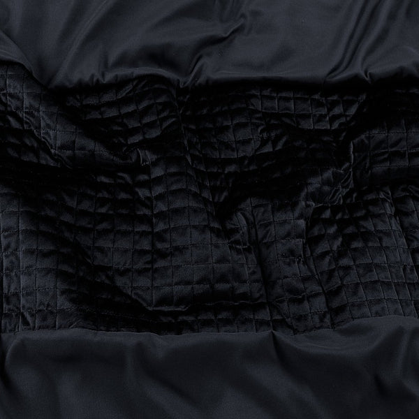 Velvet Duvet Cover Set Band | Black | Single - 140cm (W) x 220cm (L) - The Bedding & Blankets Store