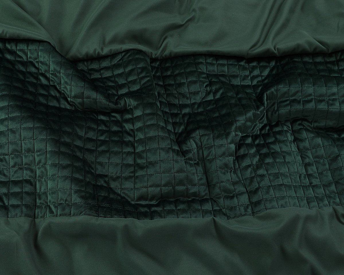 Velvet Duvet Cover Set Band | Green | Single - 140cm (W) x 220cm (L) - The Bedding & Blankets Store