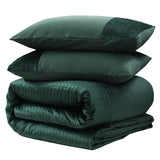 Velvet Duvet Cover Set Band | Green | Single - 140cm (W) x 220cm (L) - The Bedding & Blankets Store