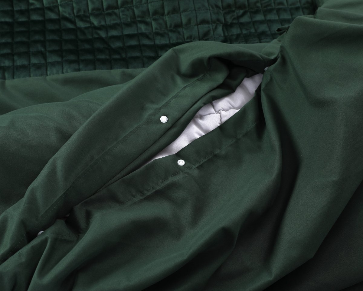 Velvet Duvet Cover Set Band | Green | Single - 140cm (W) x 220cm (L) - The Bedding & Blankets Store