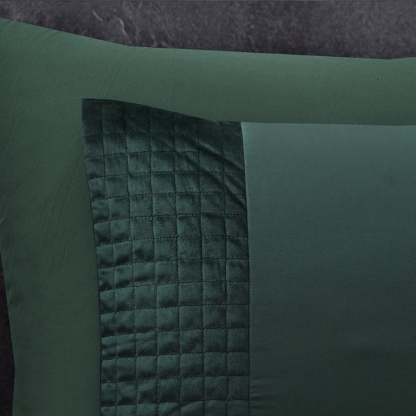 Velvet Duvet Cover Set Band | Green | Single - 140cm (W) x 220cm (L) - The Bedding & Blankets Store
