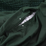 Velvet Duvet Cover Set Band | Green | Single - 140cm (W) x 220cm (L) - The Bedding & Blankets Store