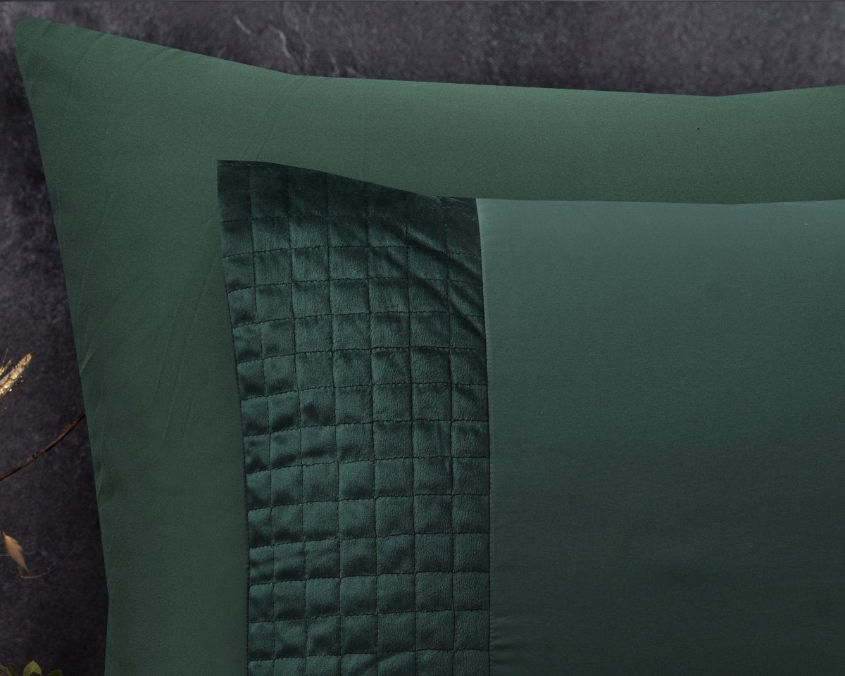 Velvet Duvet Cover Set Band | Green | Single - 140cm (W) x 220cm (L) - The Bedding & Blankets Store