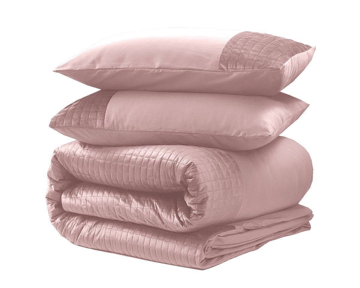 Velvet Duvet Cover Set Band | Pink | Single - 140cm (W) x 220cm (L) - The Bedding & Blankets Store
