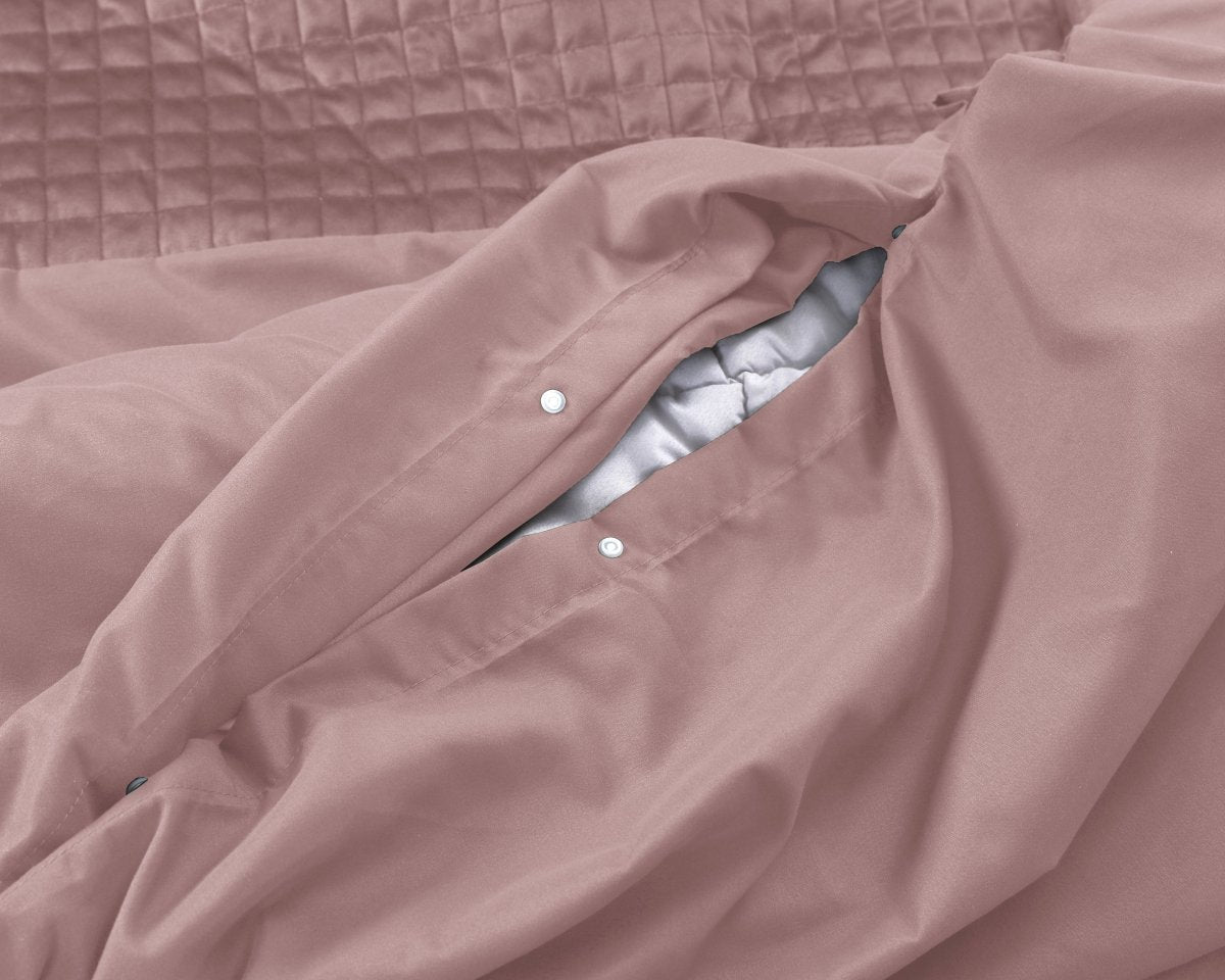 Velvet Duvet Cover Set Band | Pink | Single - 140cm (W) x 220cm (L) - The Bedding & Blankets Store