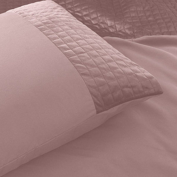 Velvet Duvet Cover Set Band | Pink | Single - 140cm (W) x 220cm (L) - The Bedding & Blankets Store