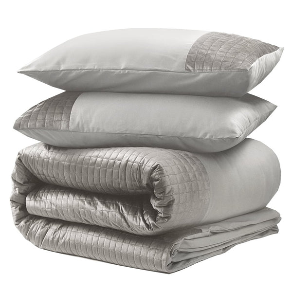 Velvet Duvet Cover Set Band | Sand | Single - 140cm (W) x 220cm (L) - The Bedding & Blankets Store