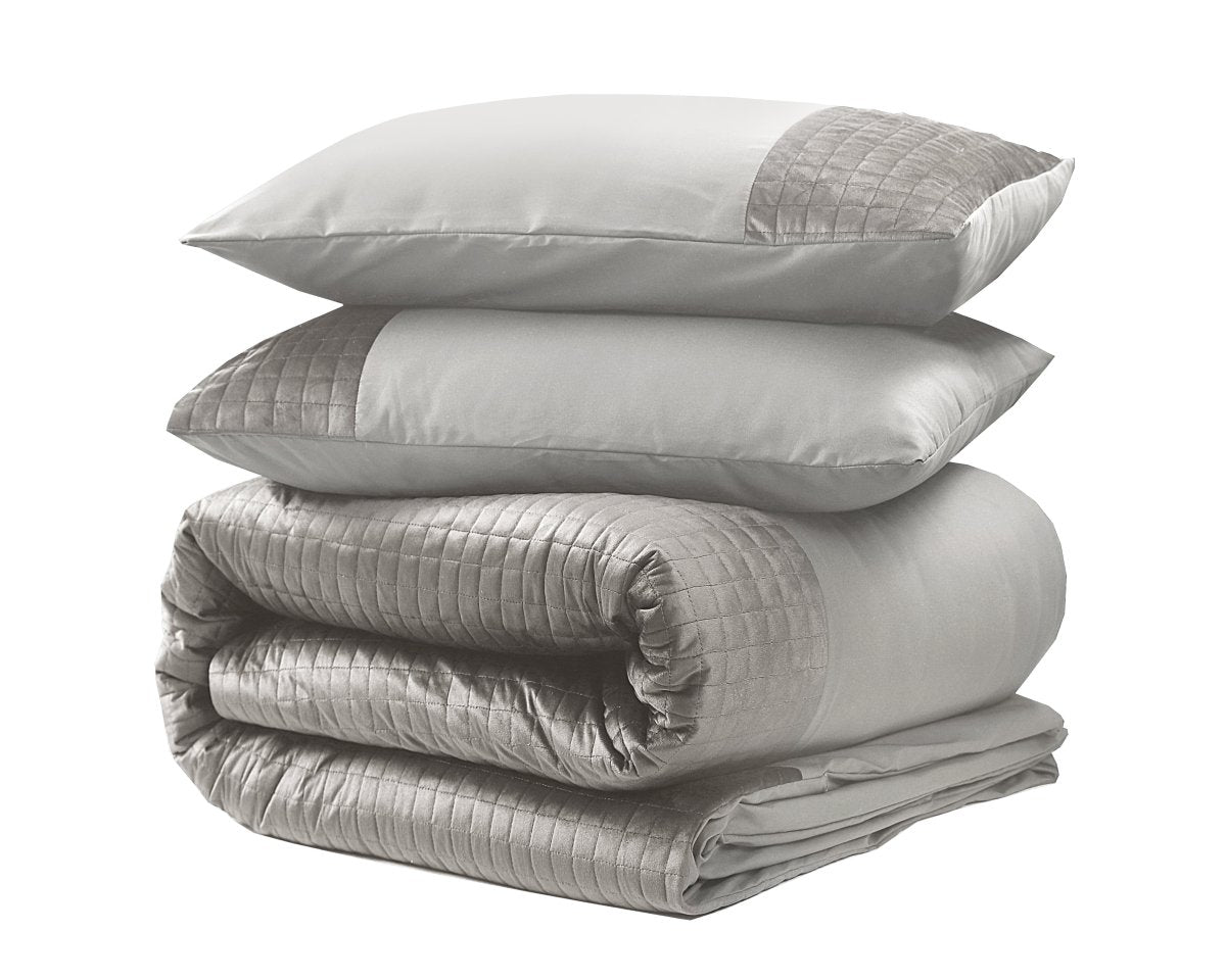 Velvet Duvet Cover Set Band | Sand | Single - 140cm (W) x 220cm (L) - The Bedding & Blankets Store