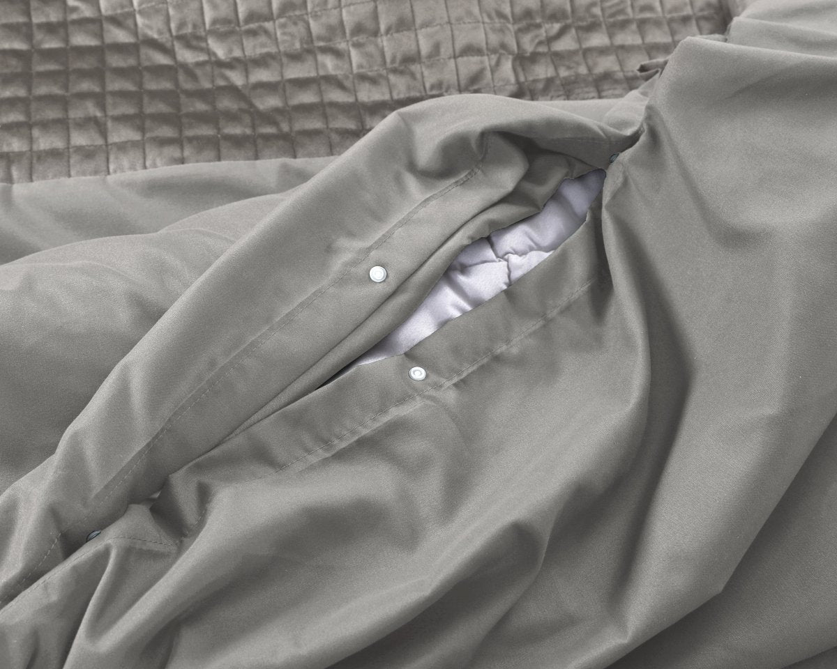 Velvet Duvet Cover Set Band | Sand | Single - 140cm (W) x 220cm (L) - The Bedding & Blankets Store