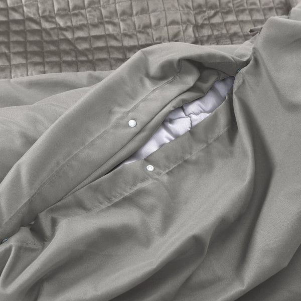 Velvet Duvet Cover Set Band | Sand | Single - 140cm (W) x 220cm (L) - The Bedding & Blankets Store