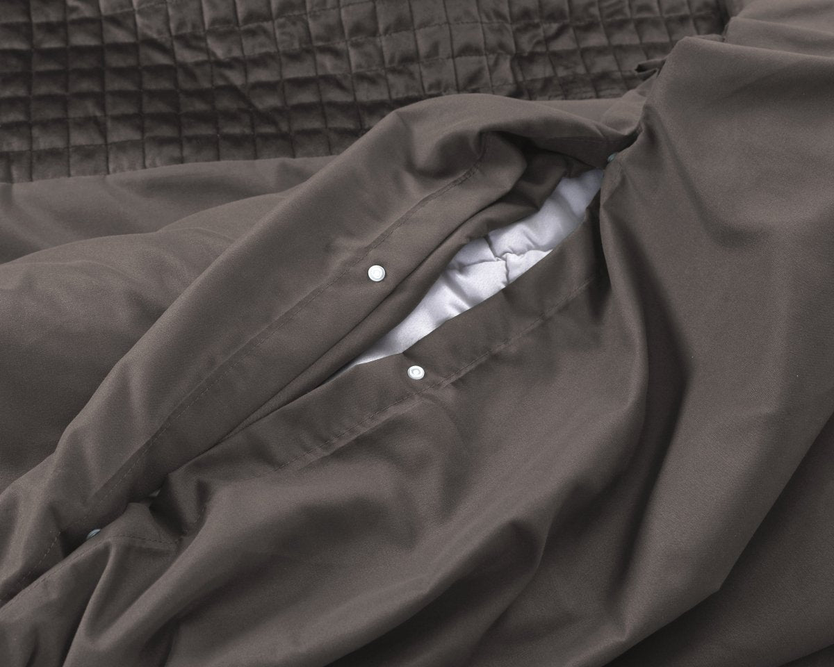 Velvet Duvet Cover Set Band | Taupe | Single - 140cm (W) x 220cm (L) - The Bedding & Blankets Store