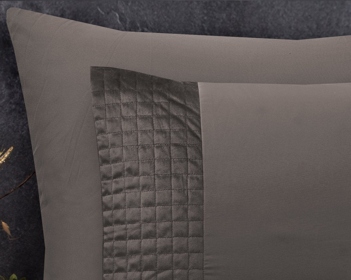 Velvet Duvet Cover Set Band | Taupe | Single - 140cm (W) x 220cm (L) - The Bedding & Blankets Store