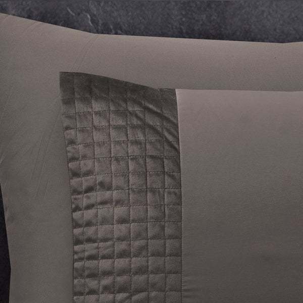 Velvet Duvet Cover Set Band | Taupe | Single - 140cm (W) x 220cm (L) - The Bedding & Blankets Store