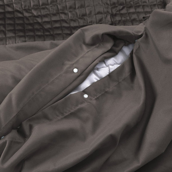 Velvet Duvet Cover Set Band | Taupe | Single - 140cm (W) x 220cm (L) - The Bedding & Blankets Store