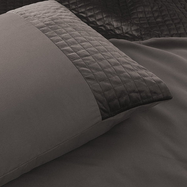 Velvet Duvet Cover Set Band | Taupe | Single - 140cm (W) x 220cm (L) - The Bedding & Blankets Store