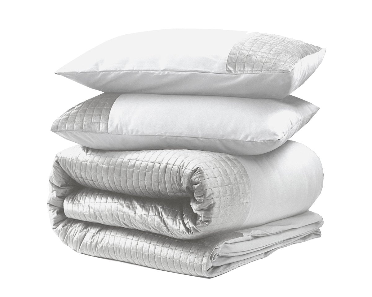Velvet Duvet Cover Set Band | White | Single - 140cm (W) x 220cm (L) - The Bedding & Blankets Store