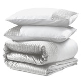 Velvet Duvet Cover Set Band | White | Single - 140cm (W) x 220cm (L) - The Bedding & Blankets Store