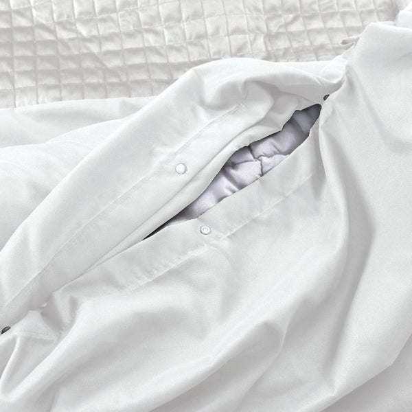 Velvet Duvet Cover Set Band | White | Single - 140cm (W) x 220cm (L) - The Bedding & Blankets Store