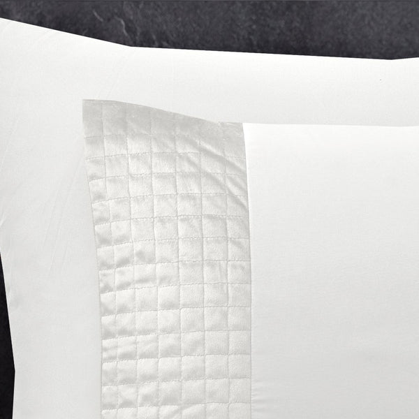Velvet Duvet Cover Set Band | White | Single - 140cm (W) x 220cm (L) - The Bedding & Blankets Store