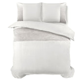Velvet Duvet Cover Set Band | White | Single - 140cm (W) x 220cm (L) - The Bedding & Blankets Store