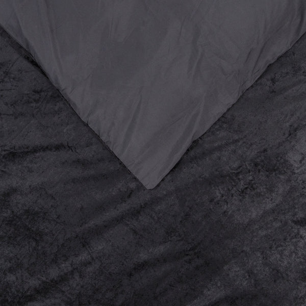 Velvet Duvet Cover Set Crystal | Black | Single - 140cm (W) x 220cm (L) - The Bedding & Blankets Store