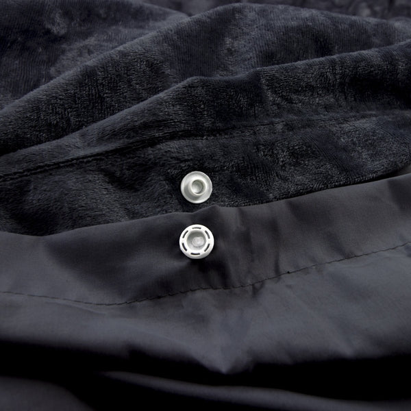 Velvet Duvet Cover Set Crystal | Black | Single - 140cm (W) x 220cm (L) - The Bedding & Blankets Store