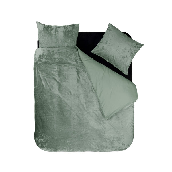 Velvet Duvet Cover Set Crystal | Green | Single - 140cm (W) x 220cm (L) - The Bedding & Blankets Store