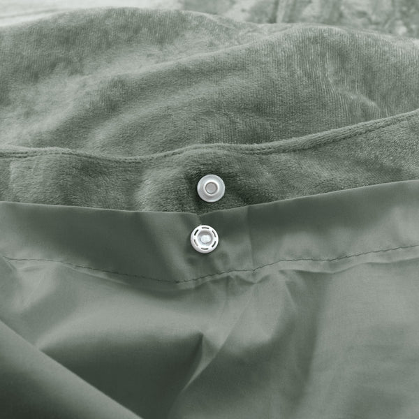 Velvet Duvet Cover Set Crystal | Green | Single - 140cm (W) x 220cm (L) - The Bedding & Blankets Store