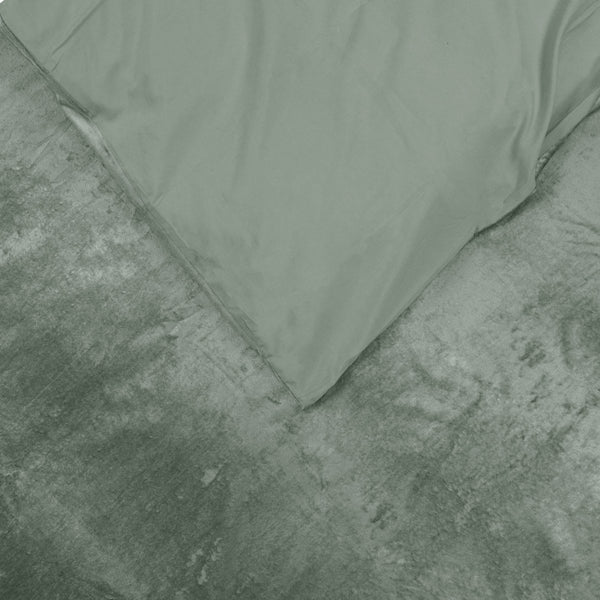 Velvet Duvet Cover Set Crystal | Green | Single - 140cm (W) x 220cm (L) - The Bedding & Blankets Store